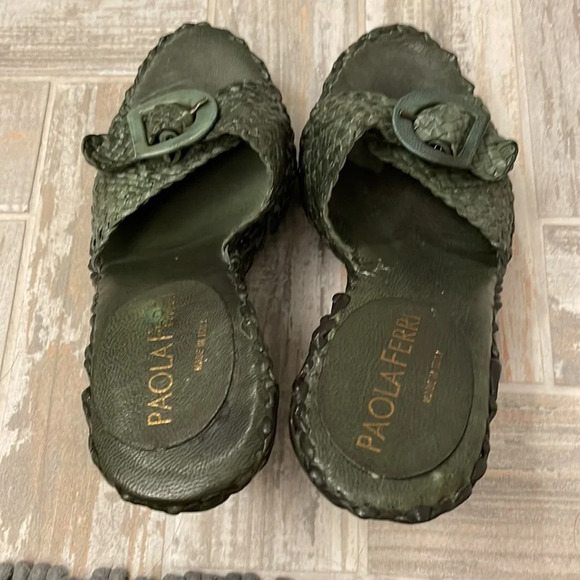 ANTHROPOLOGIE Paola Ferri green woven heels - Picture 8 of 8